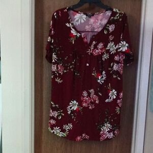 Floral Burgundy Women's Top